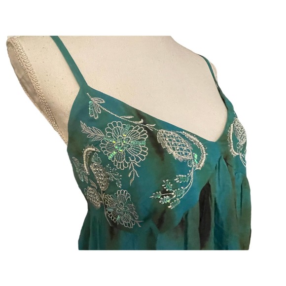 Venus maxi empire style dress, green and teal, size 4 - Picture 4 of 13